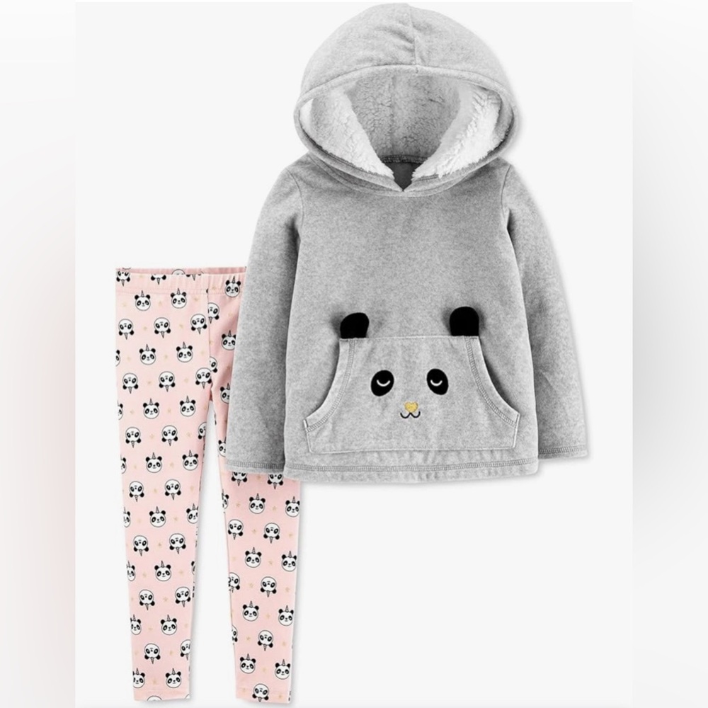 Carter’s 3T Panda 2pc Fleece set Grey & Pink